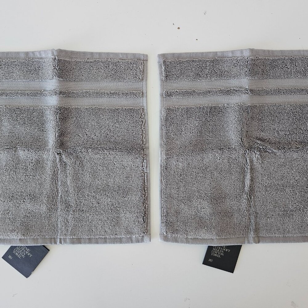 2 x NWT RH RESTORATION HARDWARE Grey Organic Ultra-Soft Aegean Cotton Face Towel
